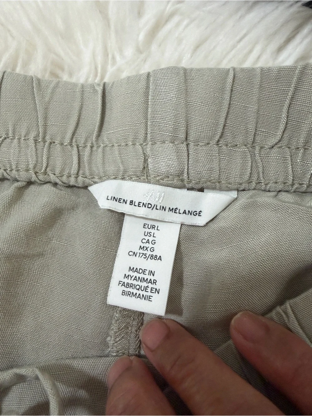 H&M Women’s Linen Light Beige Drawstring Size Large